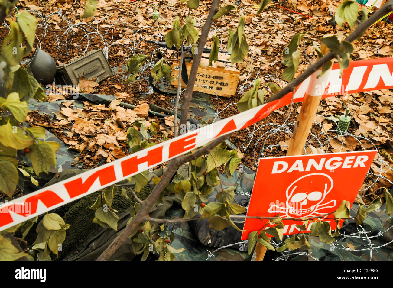 Minenräumung demontration, Handicap International Anti-Minen Tag, Lyon, Frankreich Stockfoto