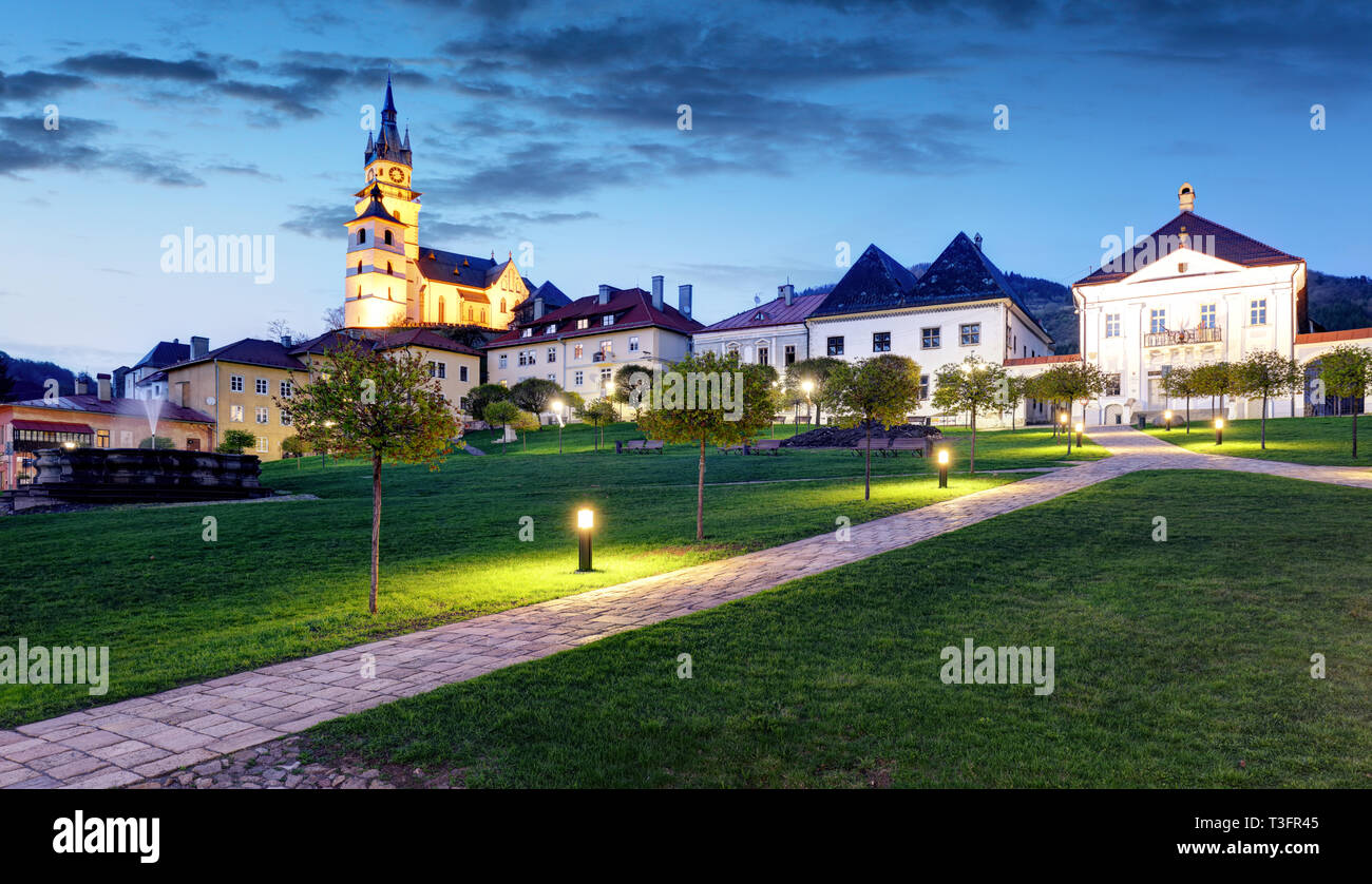 Slowakei - historische mittelalterliche Bergbaustadt Kremnica. Stockfoto