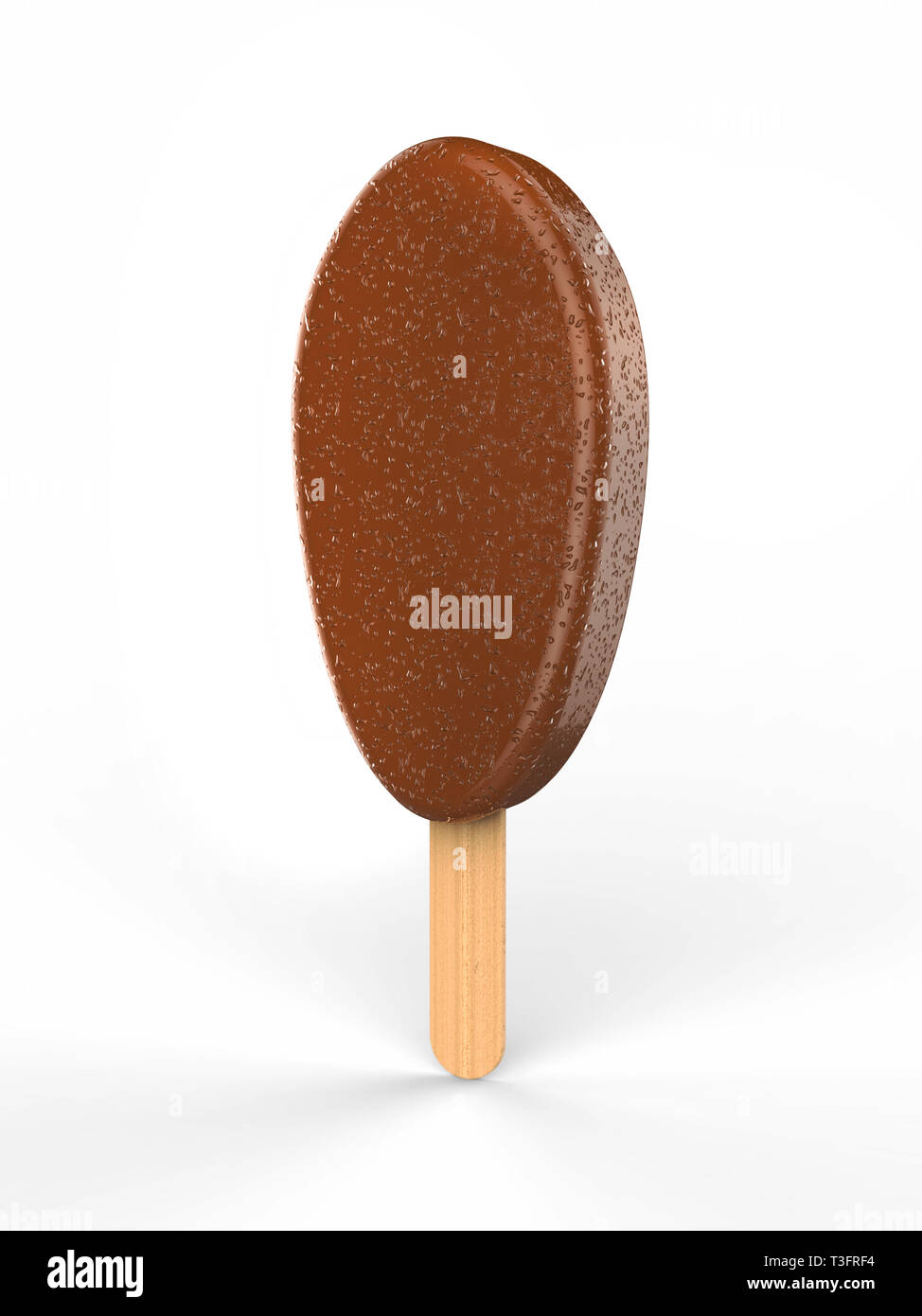 Eis Schokolade popsicle auf Stick auf weißem Hintergrund. Stockfoto