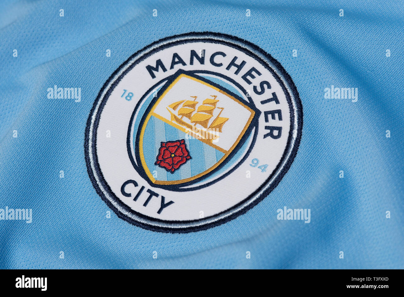 In der Nähe von Manchester City Home Jersey. Stockfoto