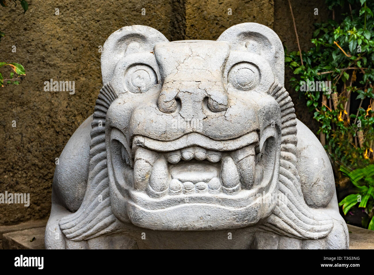 Alten aztekischen Panther steinerne Statue Templo Mayor Mexiko Stadt Mexiko. Große Aztec Temple erstellt von 1325 bis 1521 Stockfoto