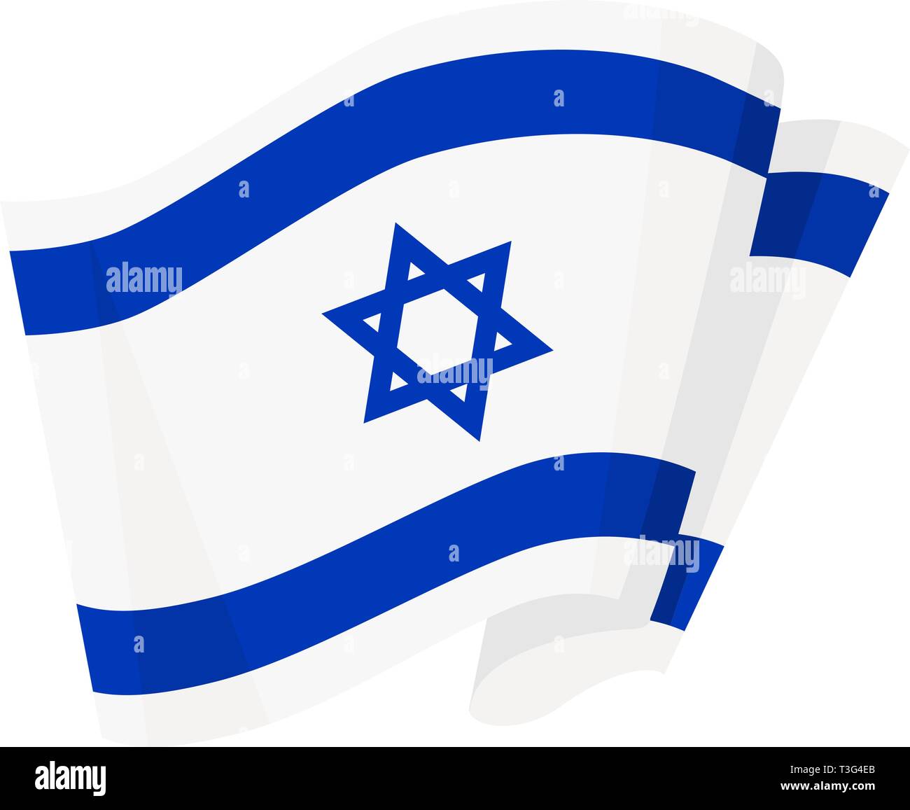 Nationaler Patriotischer Symbol. Weiß Blau Israel wellig realistische Flagge. Vector Illustration. Stock Vektor