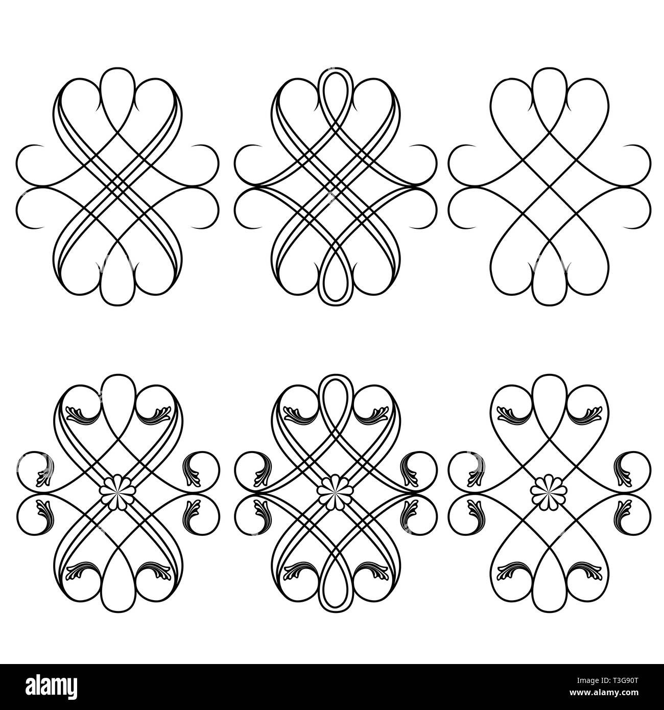 Satz von Grenze floral Design Elemente für Rahmen und andere, handgezeichnete Vektorgrafiken Stock Vektor