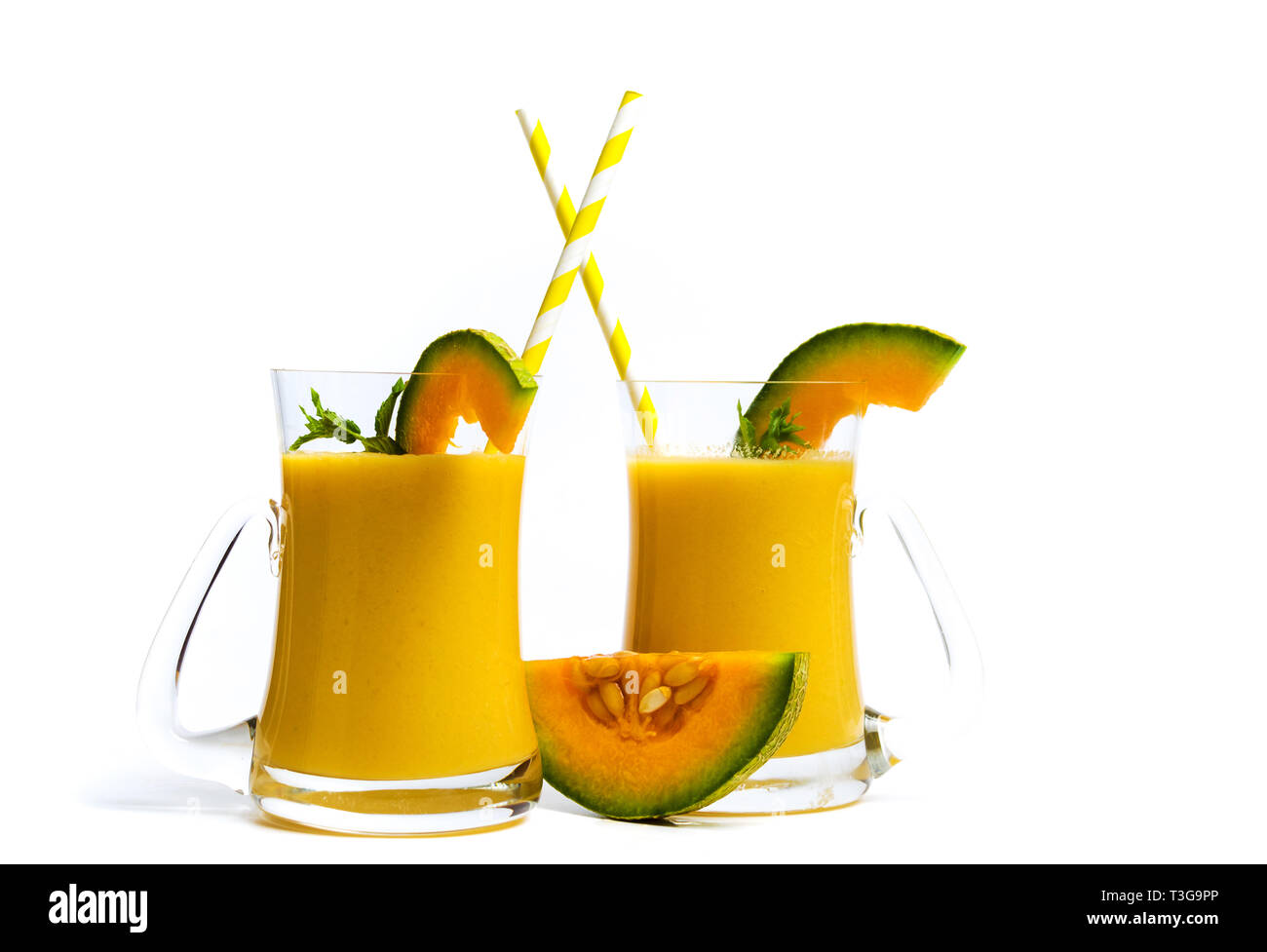 Sweet Melone smoothie Juice isoliert auf weißem Stockfoto
