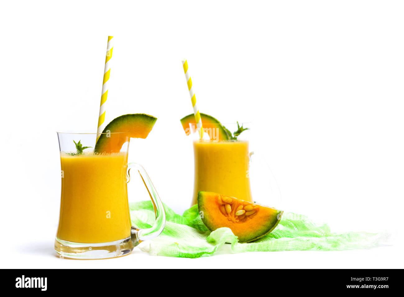 Sweet Melone smoothie Juice isoliert auf weißem Stockfoto