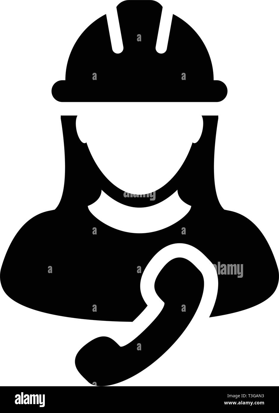 Bauarbeiter Symbol Vektor weibliche Person Profil Avatar mit Telefon und Schutzhelm  Helm in Glyph Piktogramm Abbildung Stock-Vektorgrafik - Alamy