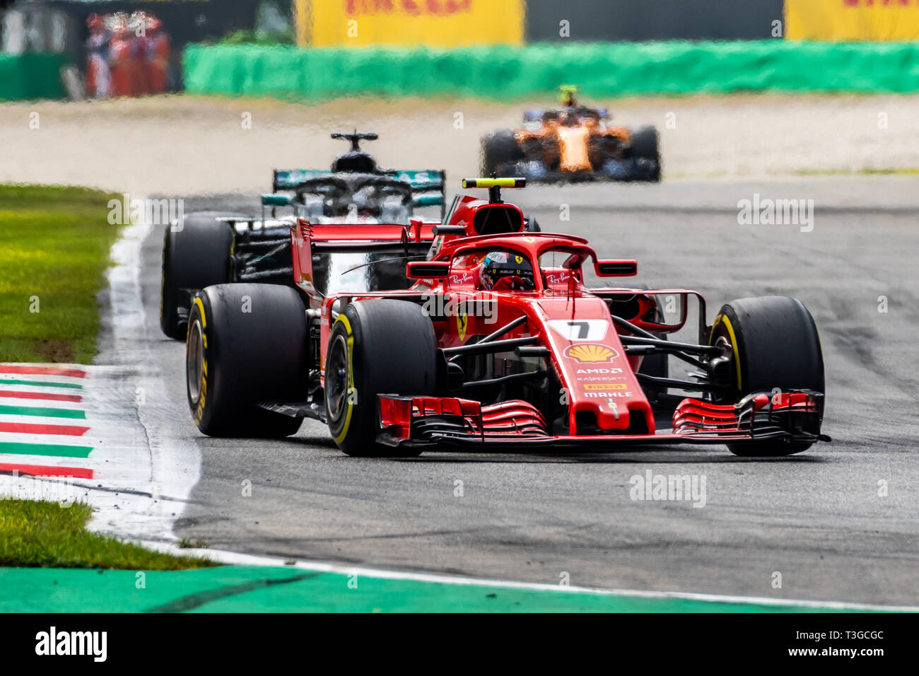 Monza/Italien - #7 Kimi Räikkönen (Ferrari) an der Roggia Schikane während der Italienischen GP Stockfoto