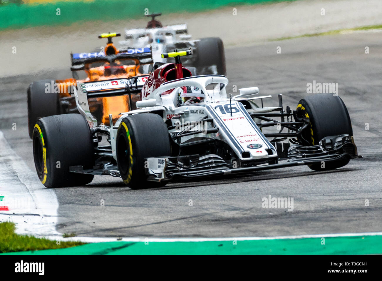 Monza/Italien - #16 Charles Leclerc (Alfa Romeo Sauber) an der Roggia Schikane während der Italienischen GP Stockfoto