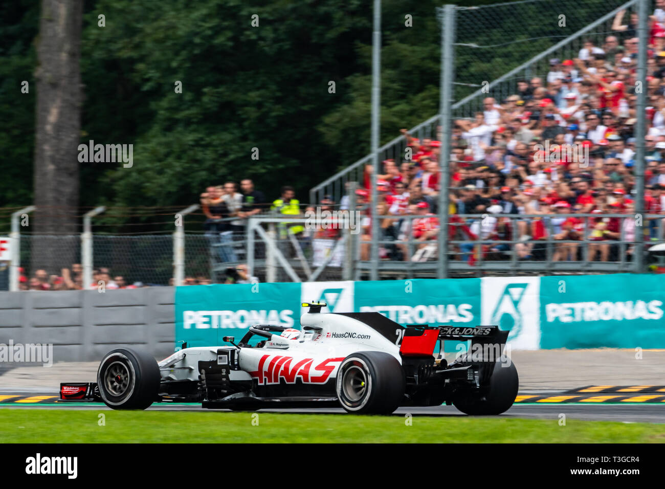 Monza/Italien - #20 Kevin Magnussen (HAAS) bei der roggia Schikane während der Italienischen GP Stockfoto