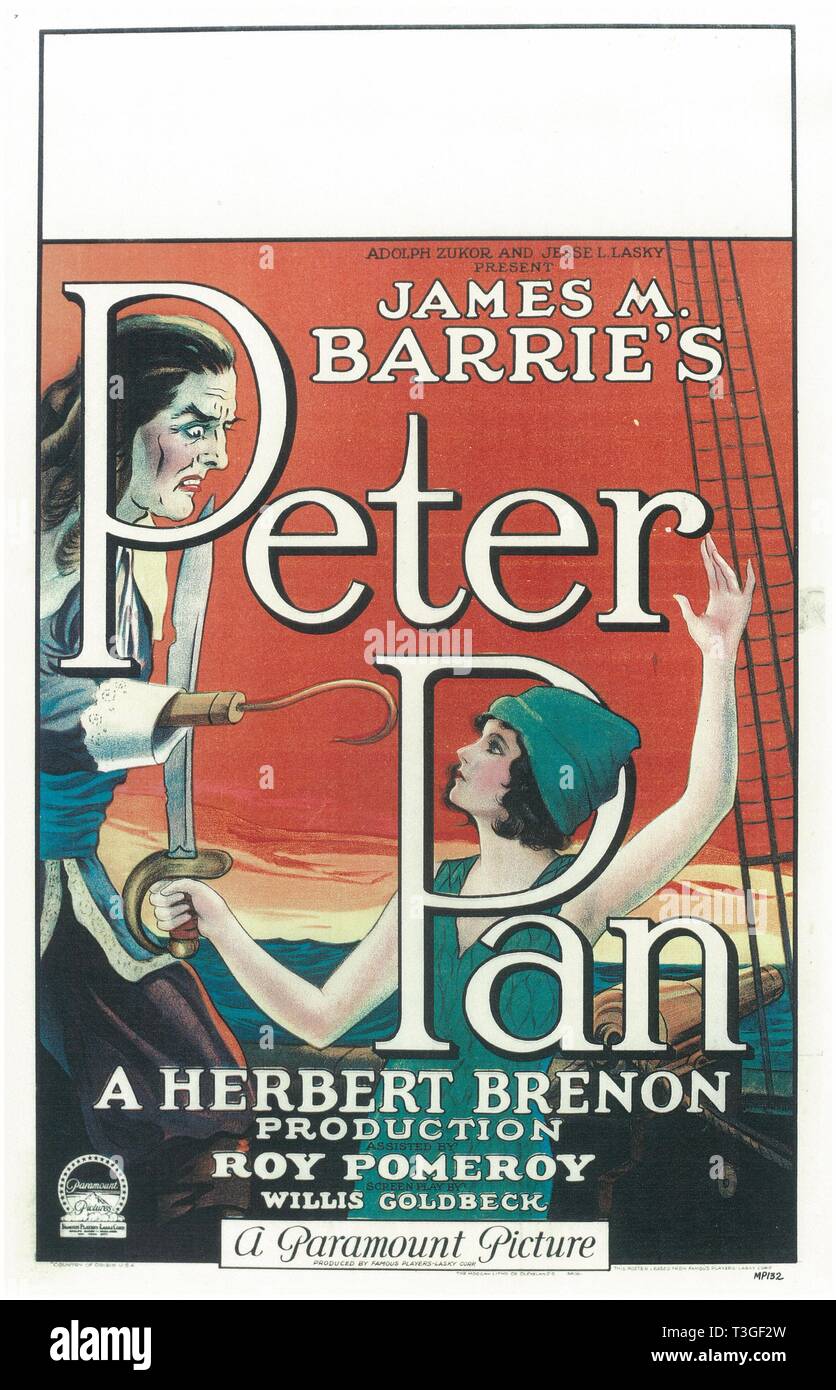 Peter Pan Jahr: 1924 USA Regie: Herbert Brenon Betty Bronson Plakat (USA) Stockfoto