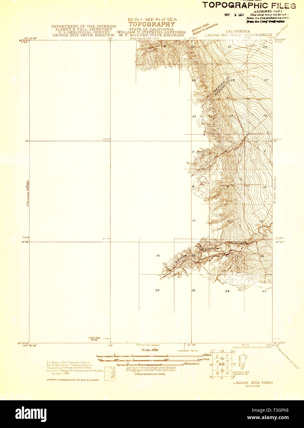 USGS TOPO Karte Kalifornien Ca Laguna Seca Ranch 1921 31680 296221 Restaurierung Stockfoto