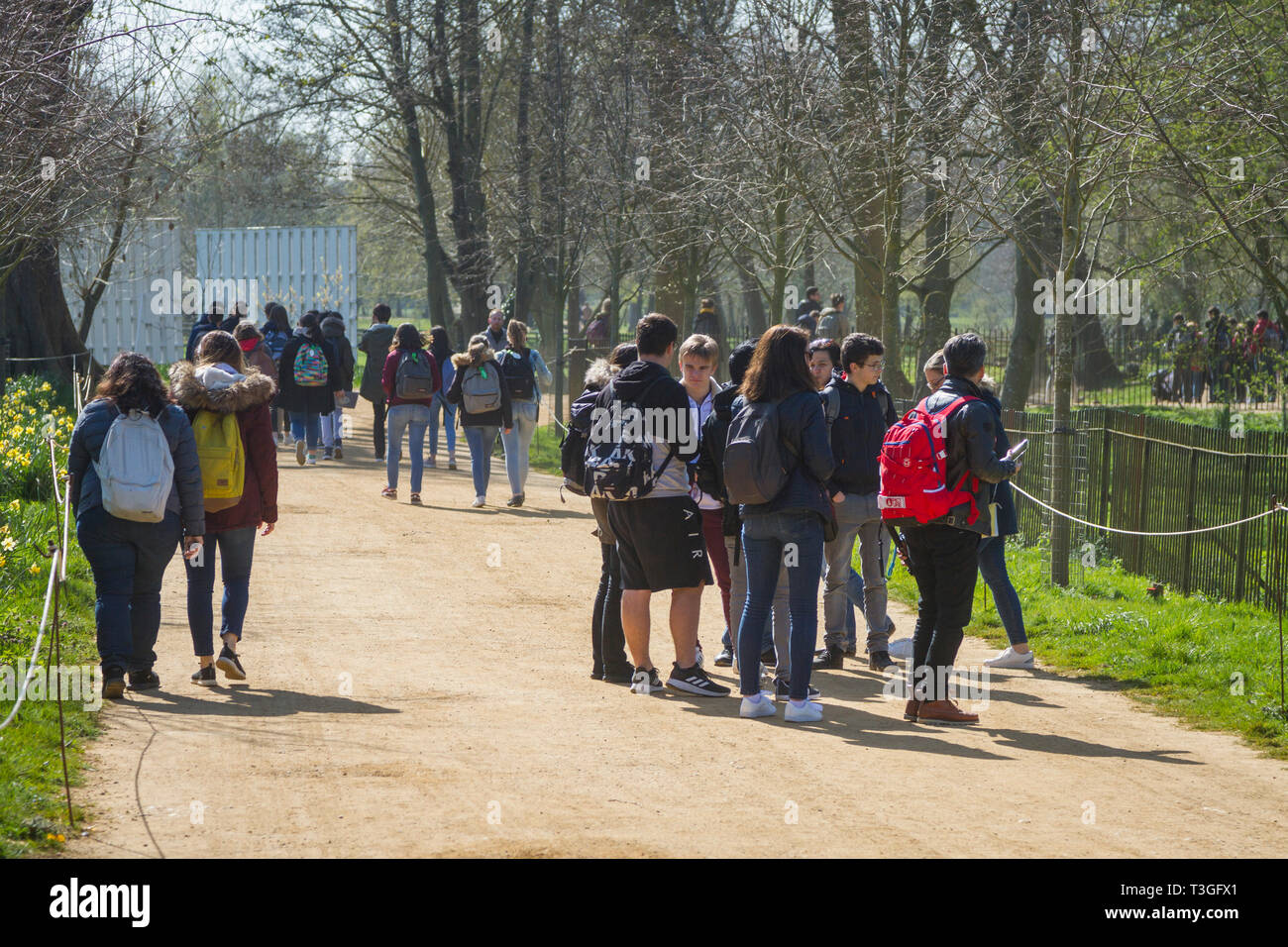 Eine große Gruppe ausländischer Schüler in Christ Church, Oxford Stockfoto