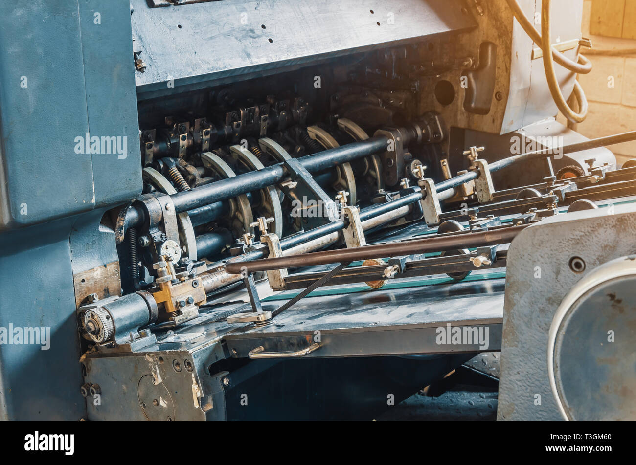 Teil Der Druckmaschine Fur Offset Rollen Metall Vintage Maschine Stockfotografie Alamy