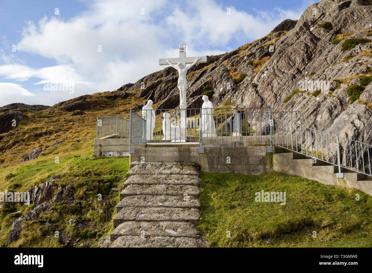 Bild einer kreuzigungsszene auf Healy Pass in Caha Mountains. County Cork, Irland. Stockfoto