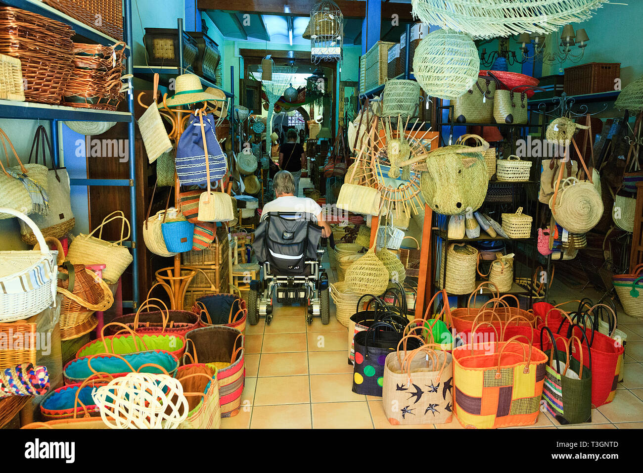 Weidenkorb shop in Gata de Schluchten in der Provinz Alicante, Spanien Stockfoto