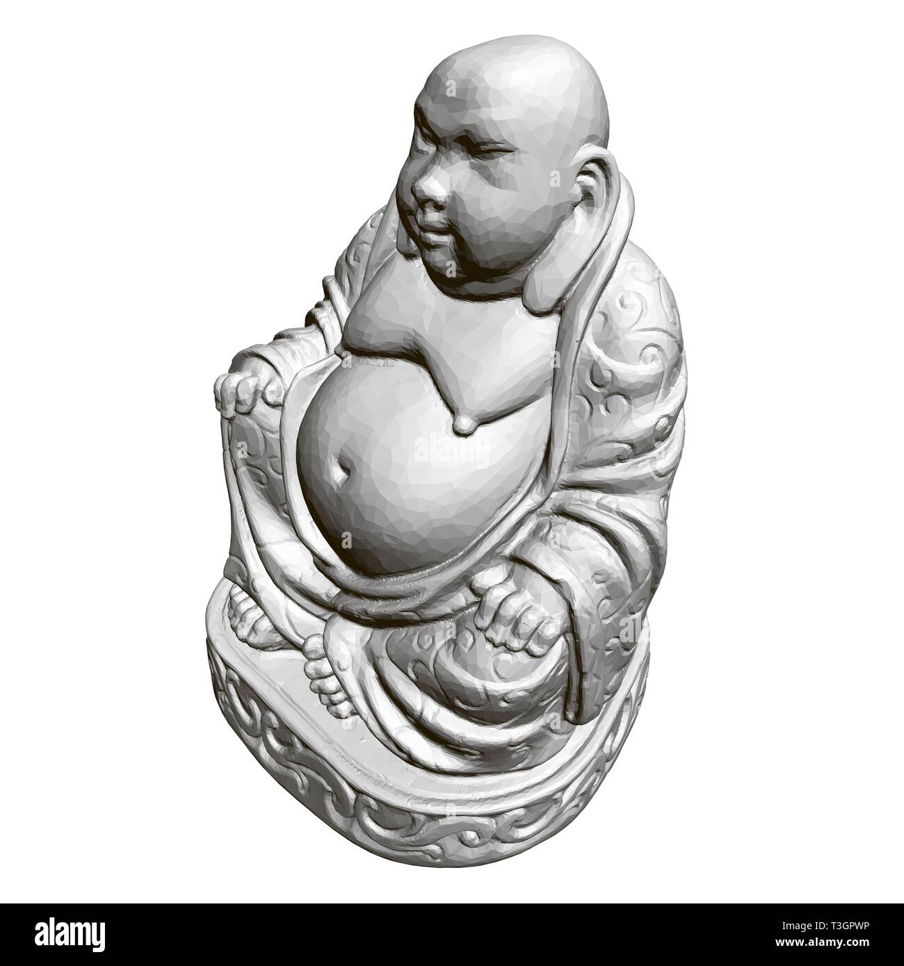 Polygonale Statue des Maitreya. 3D. Isometrische Ansicht Stock Vektor