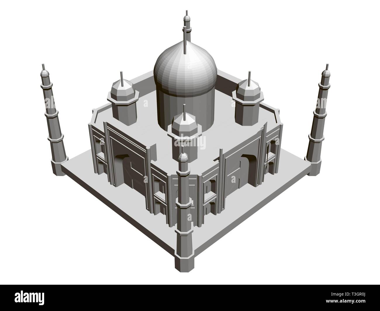 Polygonale Gebäude Modell des Taj Mahal. 3D. Isometrische Ansicht. Vector Illustration Stock Vektor