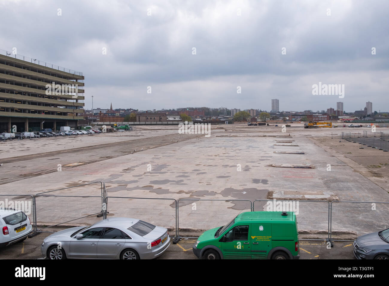 Das Gelände des ehemaligen Birmingham Großmärkte, die für Sanierung abgerissen wurde. Stockfoto