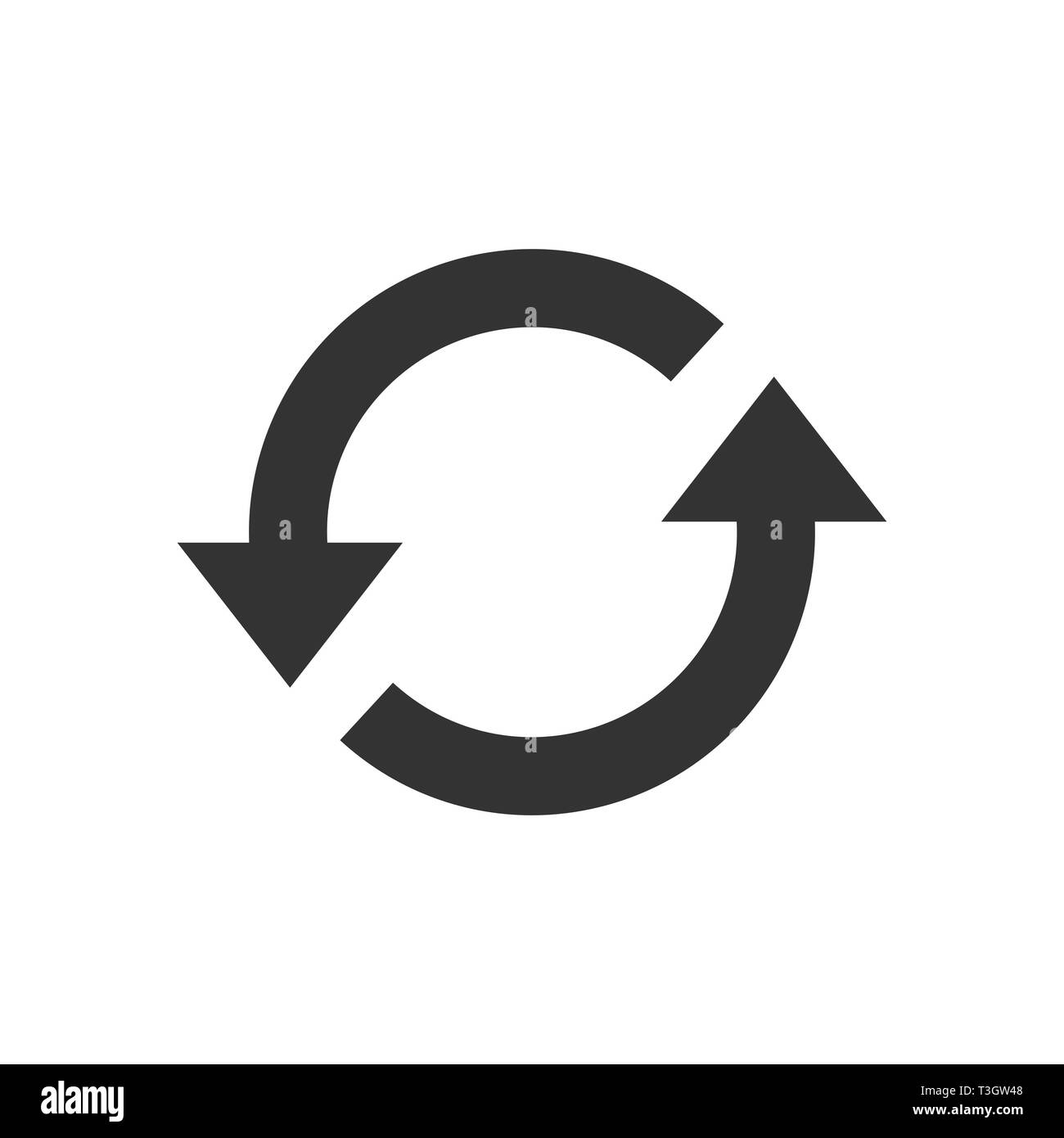Pfeil, aktualisieren, auf das Symbol Aktualisieren. Vector Illustration, flache Bauform. Stock Vektor