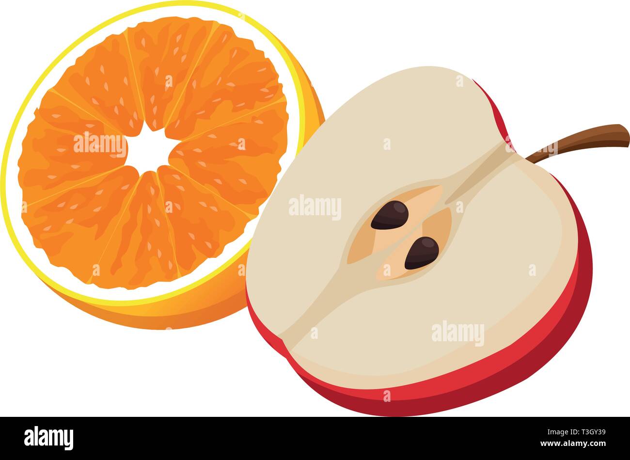 Orange und Apfel Stock Vektor