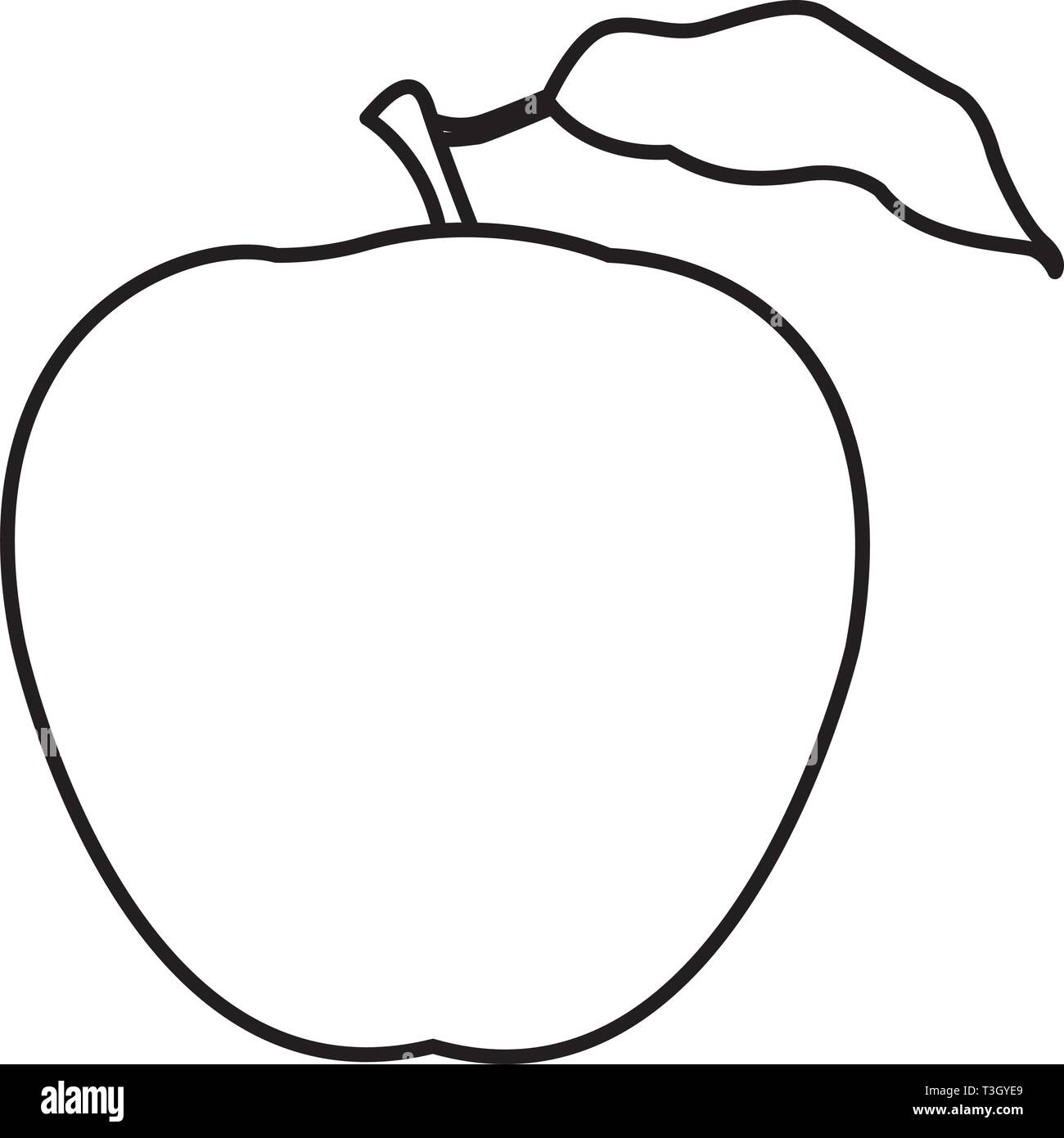 Apple Symbol cartoon Schwarz und Weiß Stock Vektor