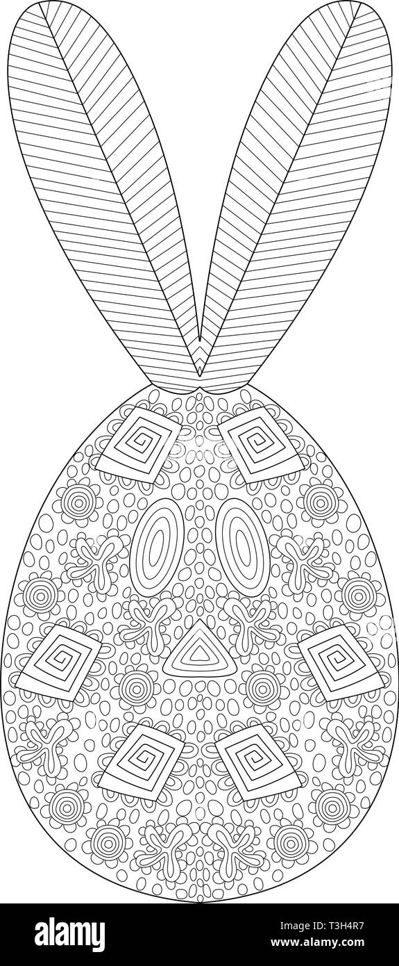 Osterei Osterhase mit Swirl Muster zentangle bei Erwachsenen Färbung Seite inspiriert Stock Vektor