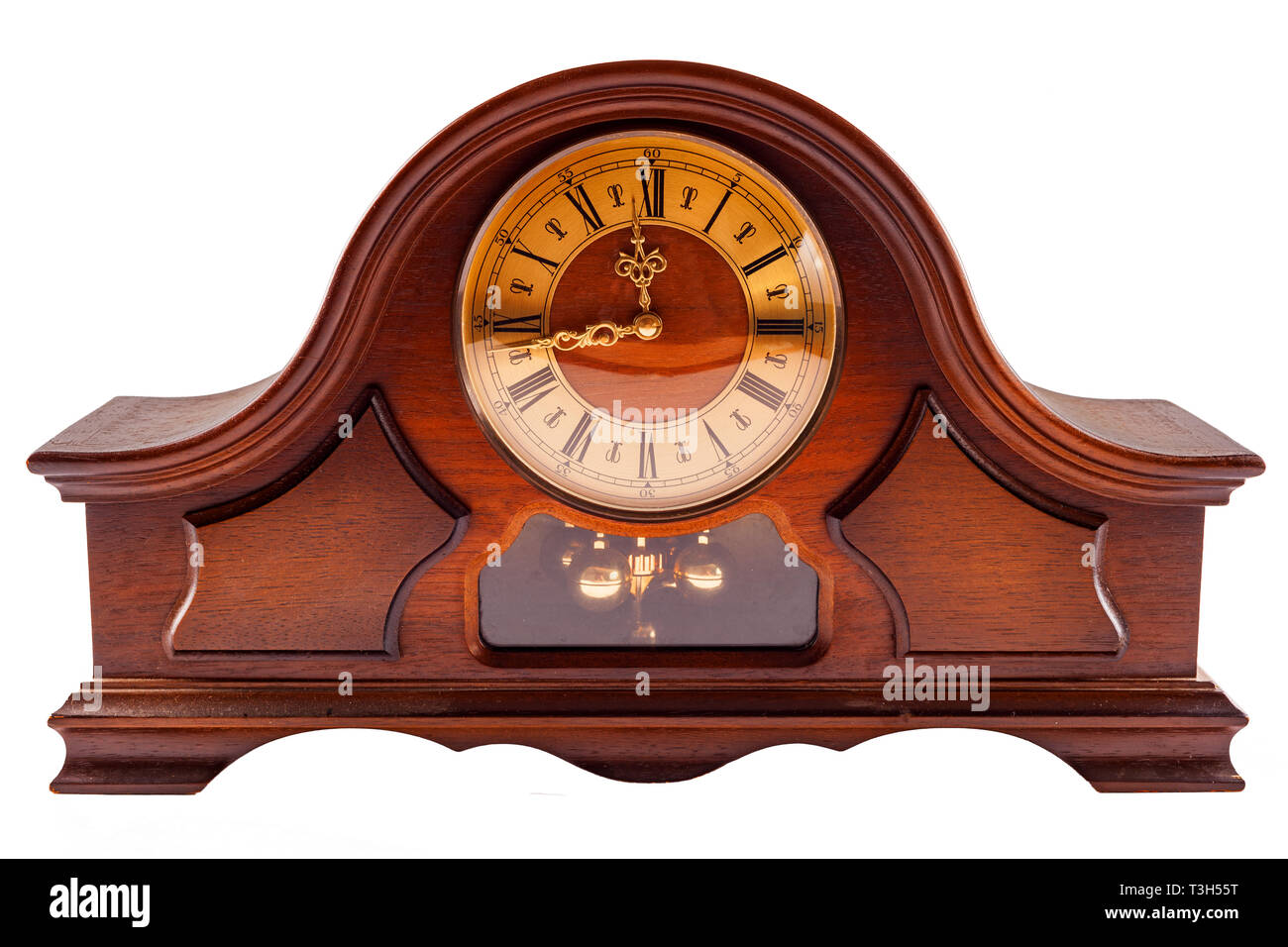 Retro Wecker aus Holz - isoliert Stockfoto