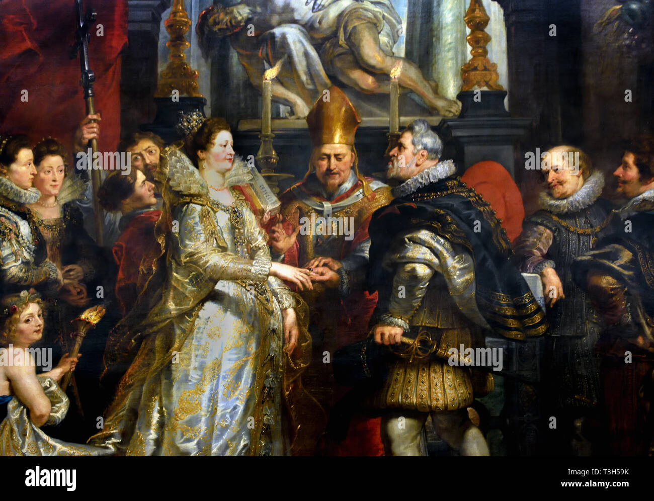 Die Hochzeit von Proxy von Marie de Medici zu König Heinrich IV. Die Marie de Medici Zyklus 1622-1624 von Peter Paul Rubens im Auftrag von Königin Marie de Medici, der Witwe von König Heinrich IV. von Frankreich, für die Luxemburg Palace in Paris, Stockfoto