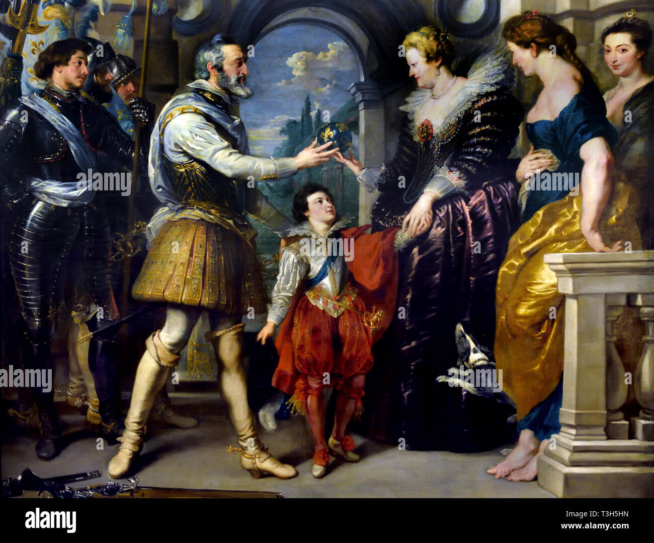 Die Sendung des Regency - Die Marie de Medici Zyklus 1622-1624 von Peter Paul Rubens im Auftrag von Königin Marie de Medici, der Witwe von König Heinrich IV. von Frankreich, für die Luxemburg Palace in Paris, Stockfoto