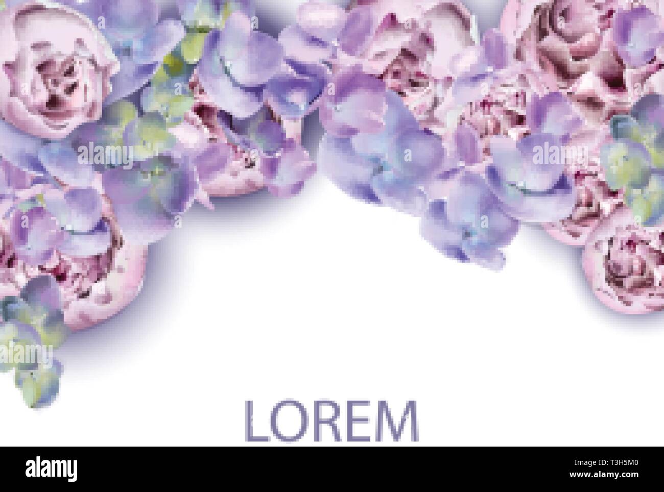 Pfingstrose Blumen Aquarell Vektor Karte. Schönen floralen Dekor Hochzeit Vorlage Stock Vektor