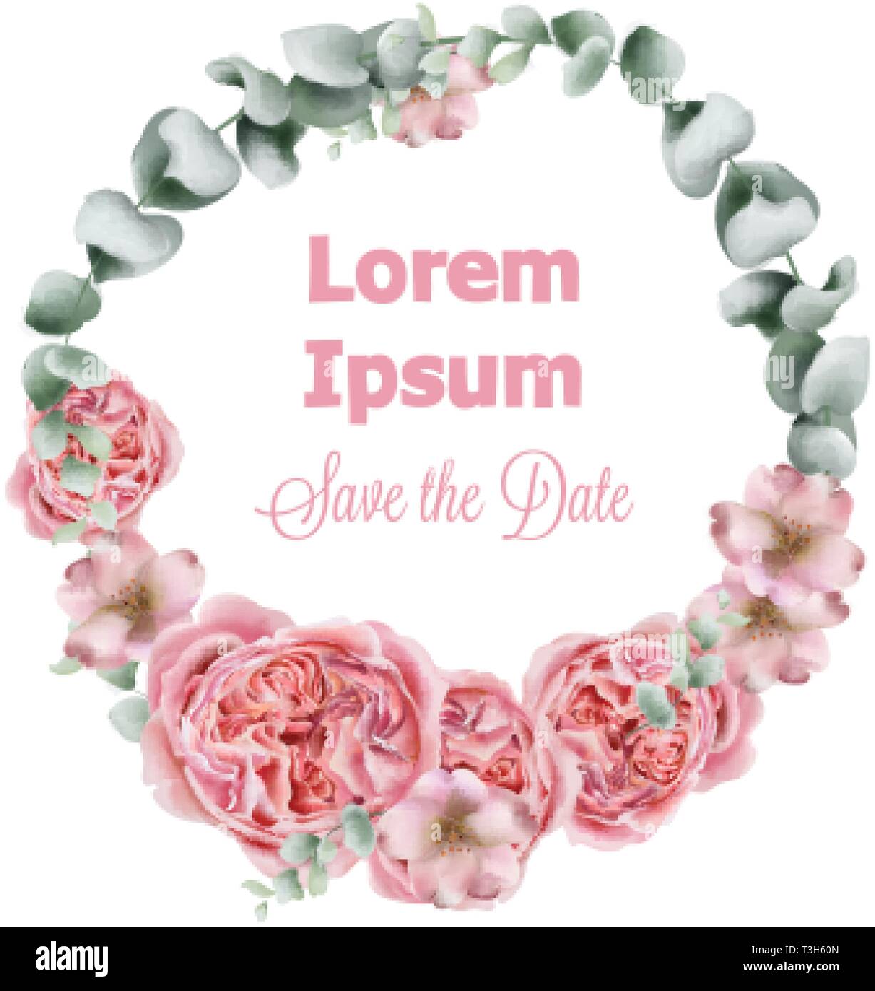 Pfingstrose blumen Kranz Vektor Aquarell. Farbenfrohe saisonale Einrichtung Hintergrund Stock Vektor