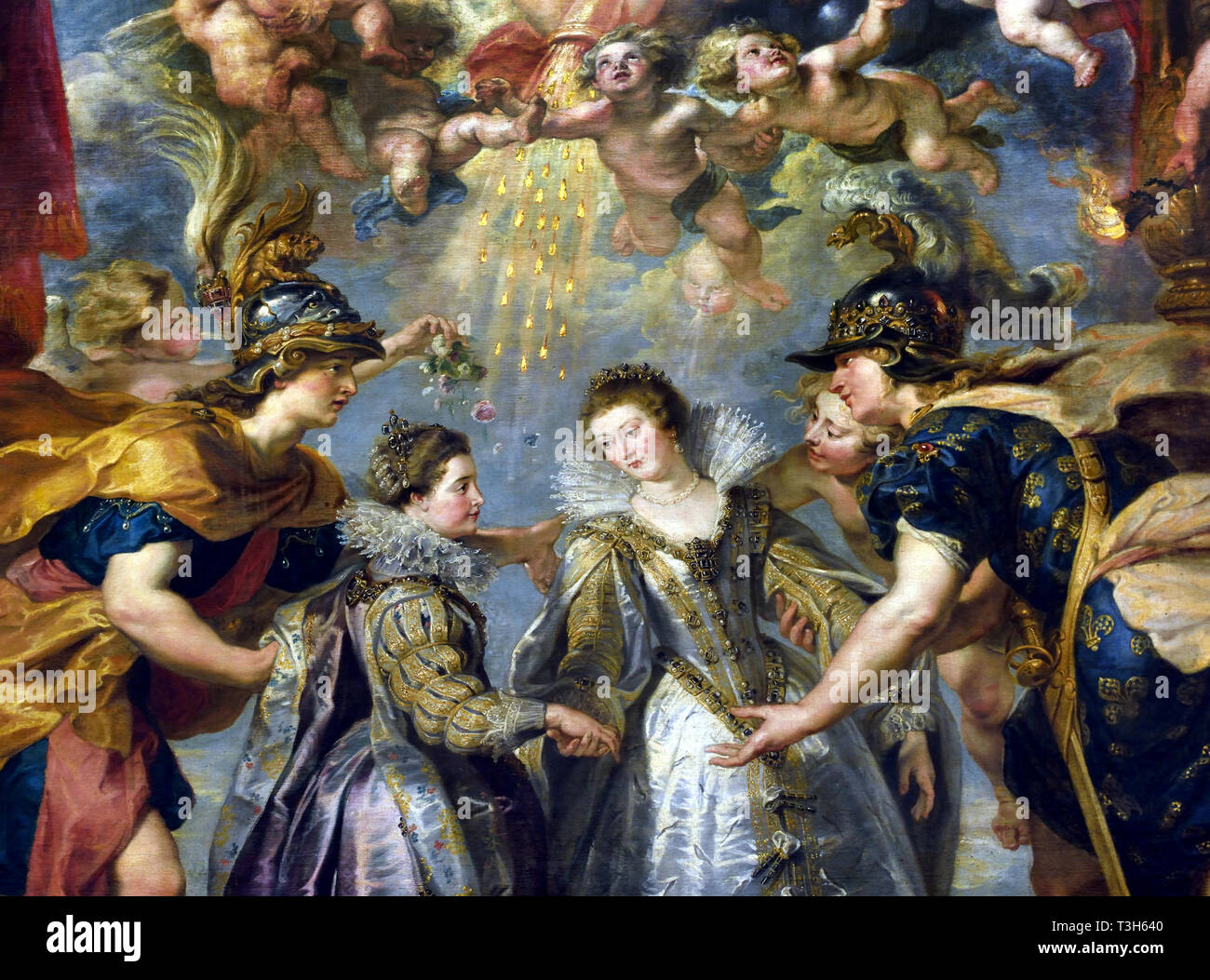 Der Austausch der Prinzessinnen an der spanischen Grenze - Die Marie de Medici Zyklus 1622-1624 von Peter Paul Rubens im Auftrag von Königin Marie de Medici, der Witwe von König Heinrich IV. von Frankreich, für die Luxemburg Palace in Paris, Stockfoto