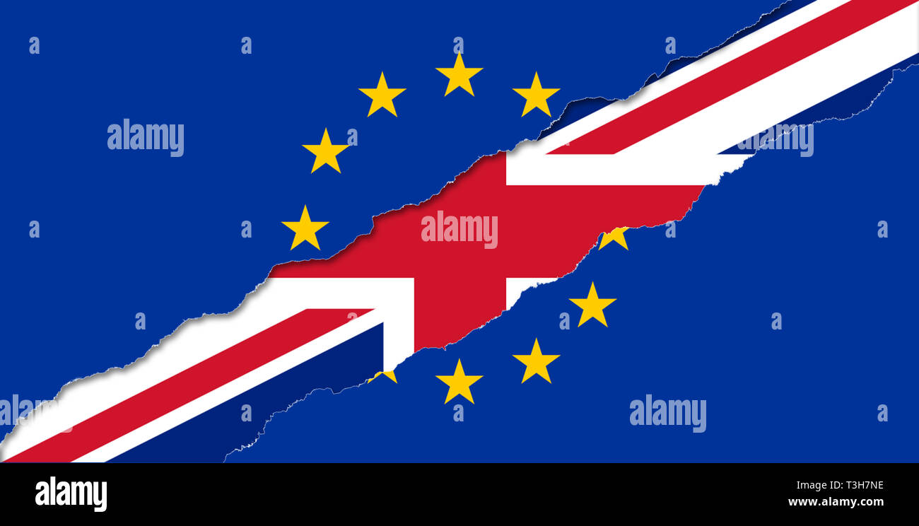 UK aus EU-Flagge Abbildung Stockfoto