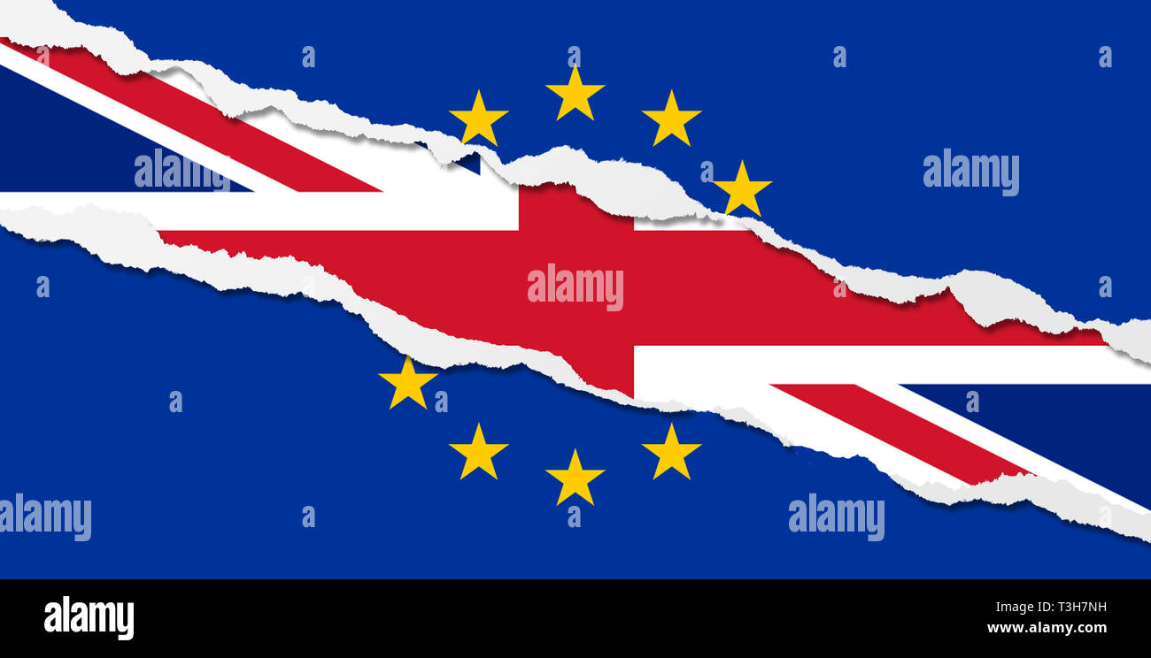 UK aus EU-Flagge Abbildung Stockfoto