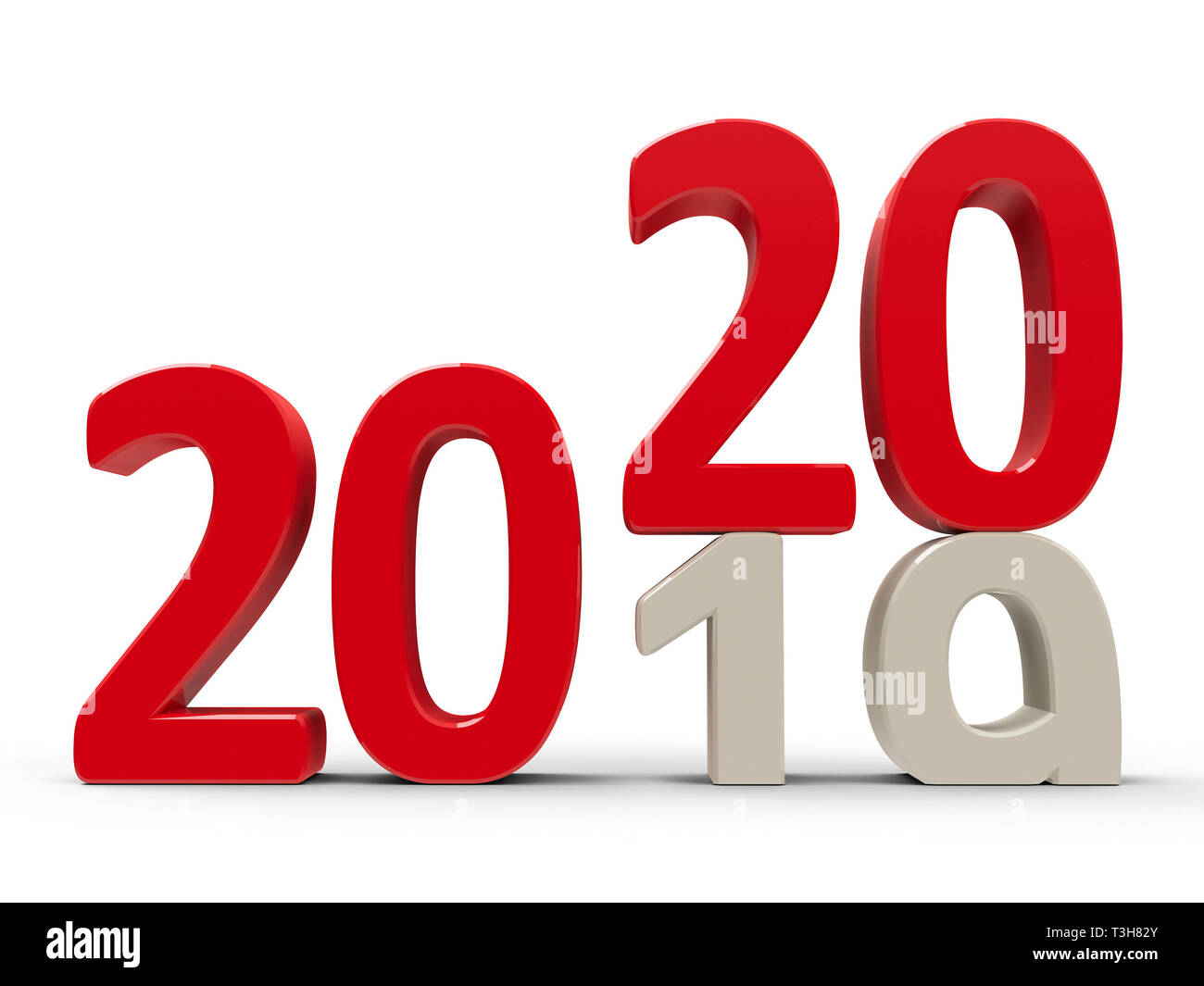 2019-2020 Änderung stellt das neue Jahr 2020, 3D-Rendering, 3D-Darstellung Stockfoto