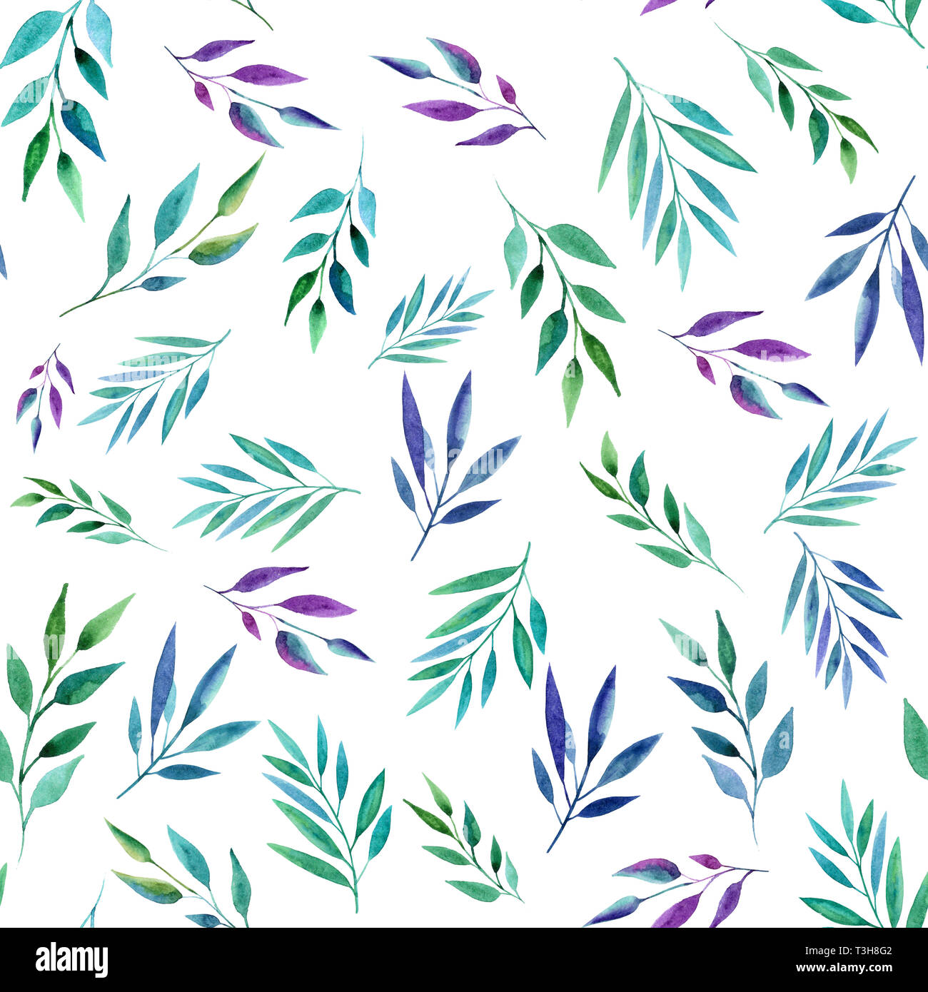 Abstrakte Farbe Zweige, nahtlose Muster. Aquarell Abbildung. Design für Hintergründe, Wallpaper und Verpackung Stockfoto