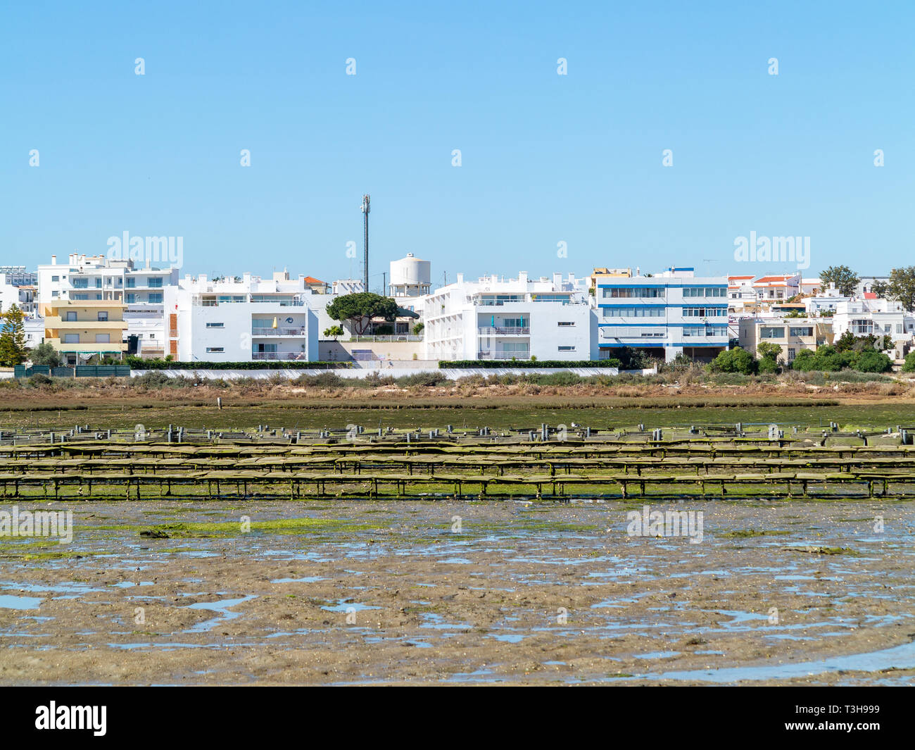 Fuzeta, Algarve, Portugal. Vista da Praia Stockfoto