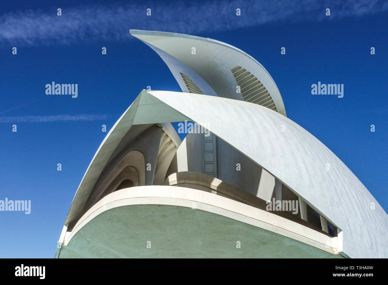 Valencia Spanien City Europe, Valencia City of Arts and Sciences, Opera House - Moderne Architektur von Calatrava El Palau de les Arts Reina Sofia Stockfoto
