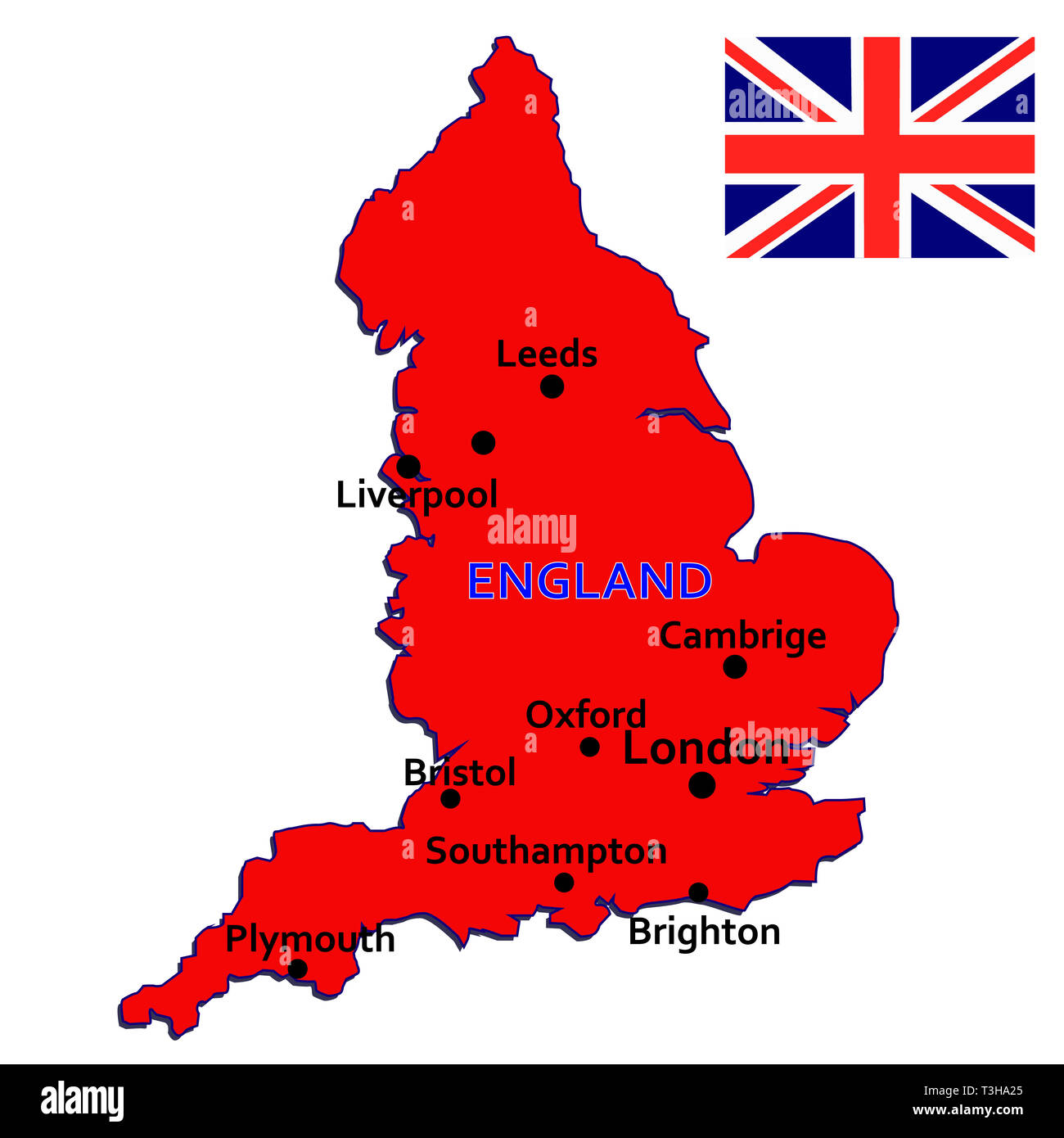 England Karte Silhouette Isoliert Auf Weissem Hintergrund Stockfotografie Alamy