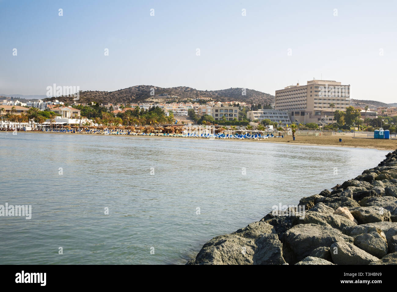 Tropical Beach in Limassol, Zypern. Stockfoto