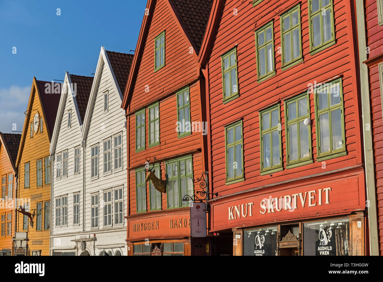 Bunte Kaufleute Häuser Bryggen in Bergen Norwegen Stockfoto