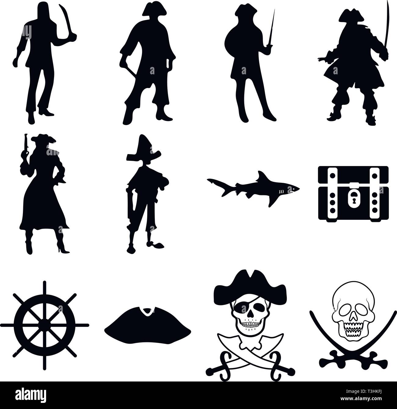 Pirate Silhouetten Sammlung Stock Vektor