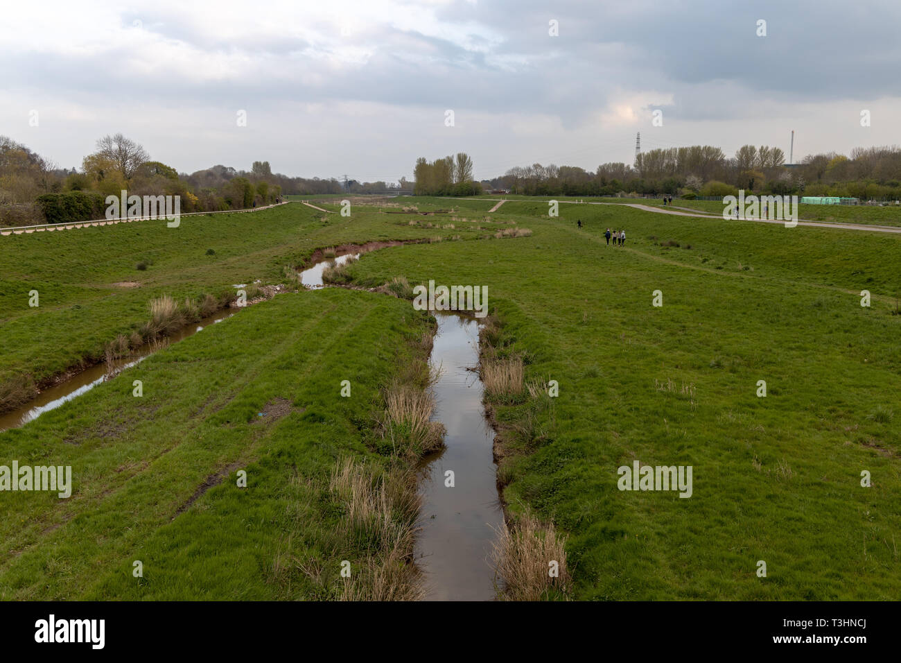 Ansicht der Herzöge Wiese aus Trews Weir Bridge, Exeter, Großbritannien Stockfoto