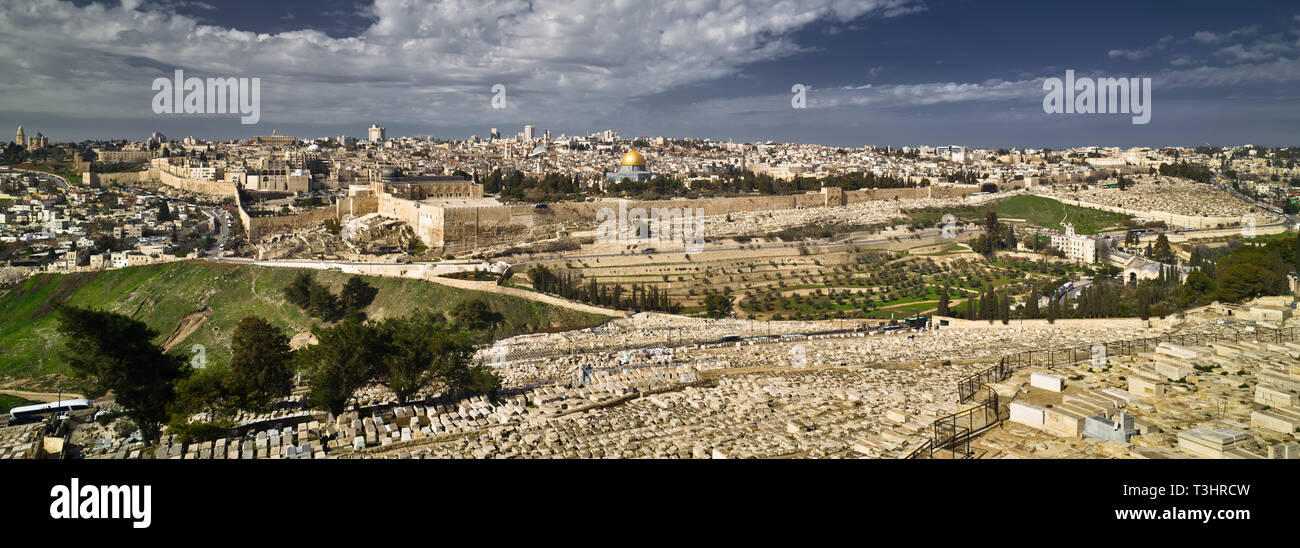 Blick auf Jerusalem alte cityfrom den Ölberg. Israel Stockfoto
