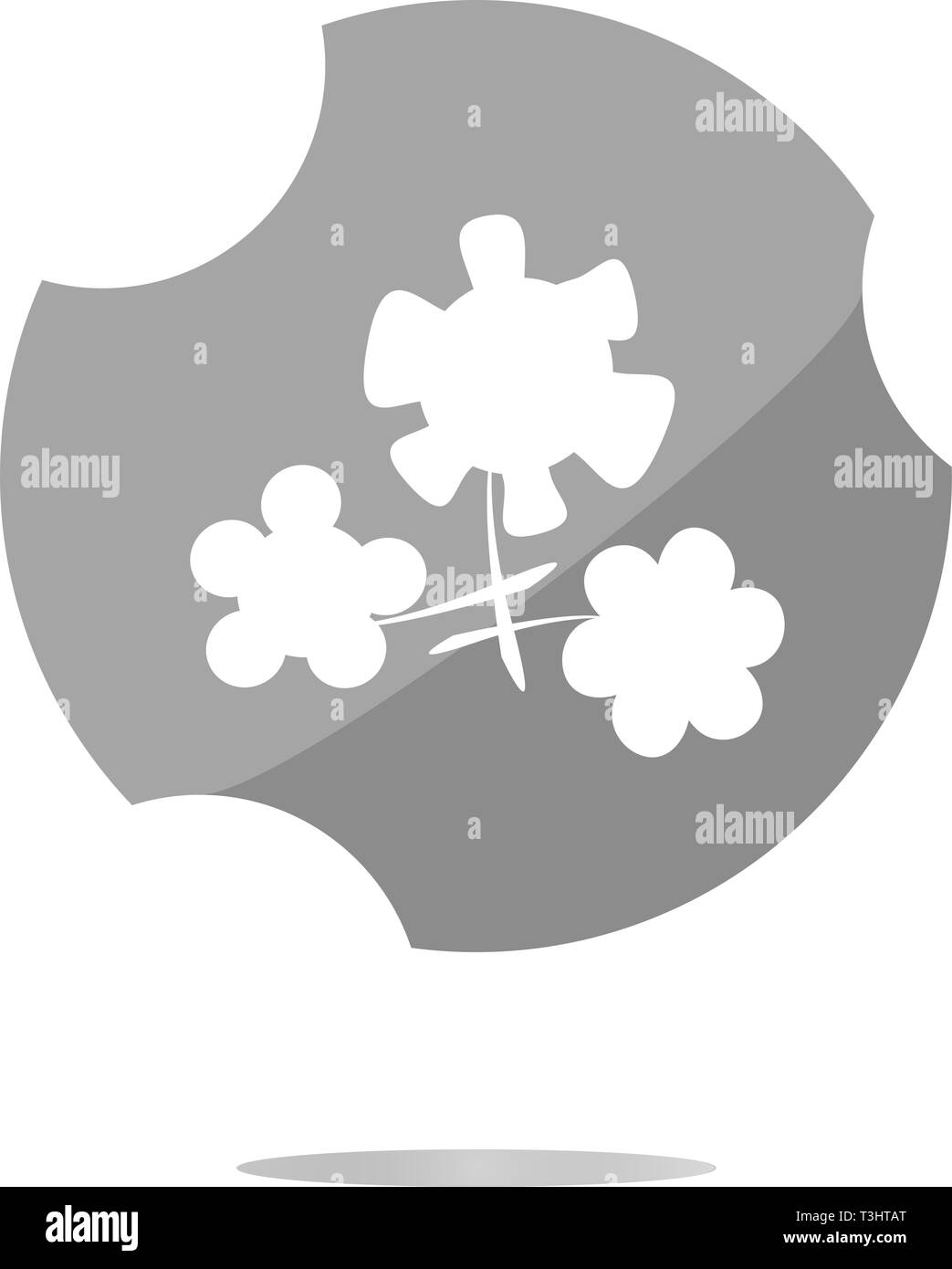 Blume app Web glänzend Symbol. Flache Zeichen auf weißem Hintergrund Stockfoto