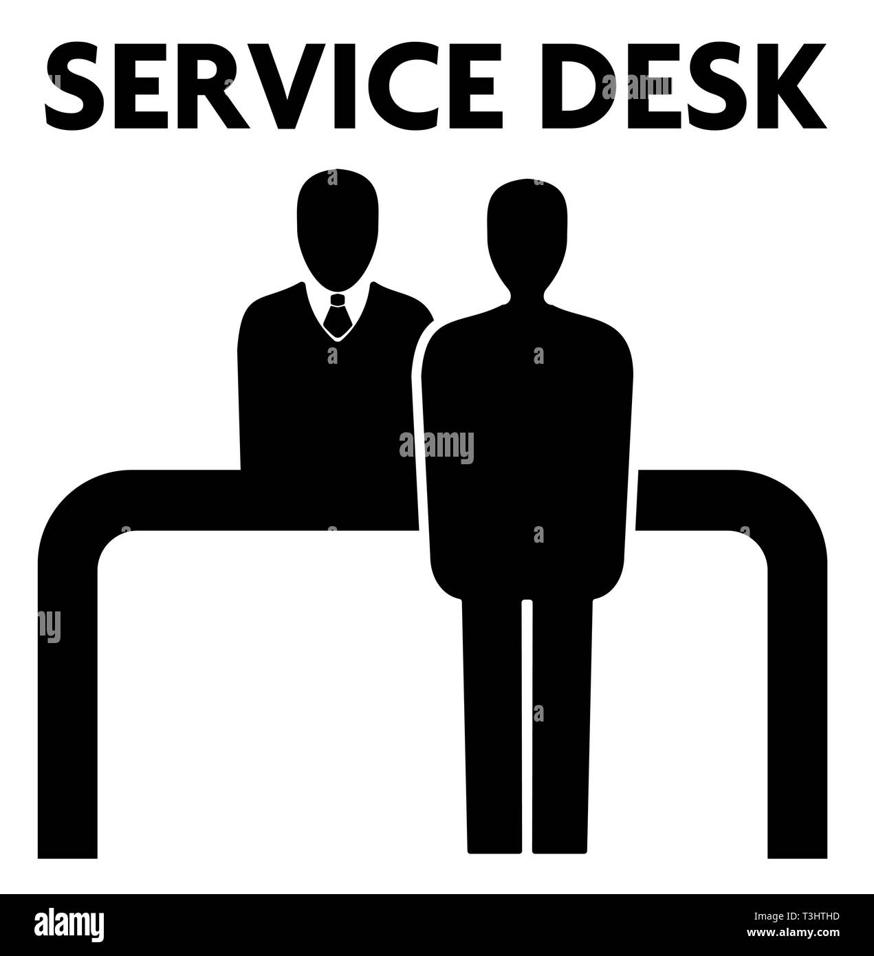 Einfache flache Service Desk Symbol Kunde und Service Mitarbeiter Stock Vektor