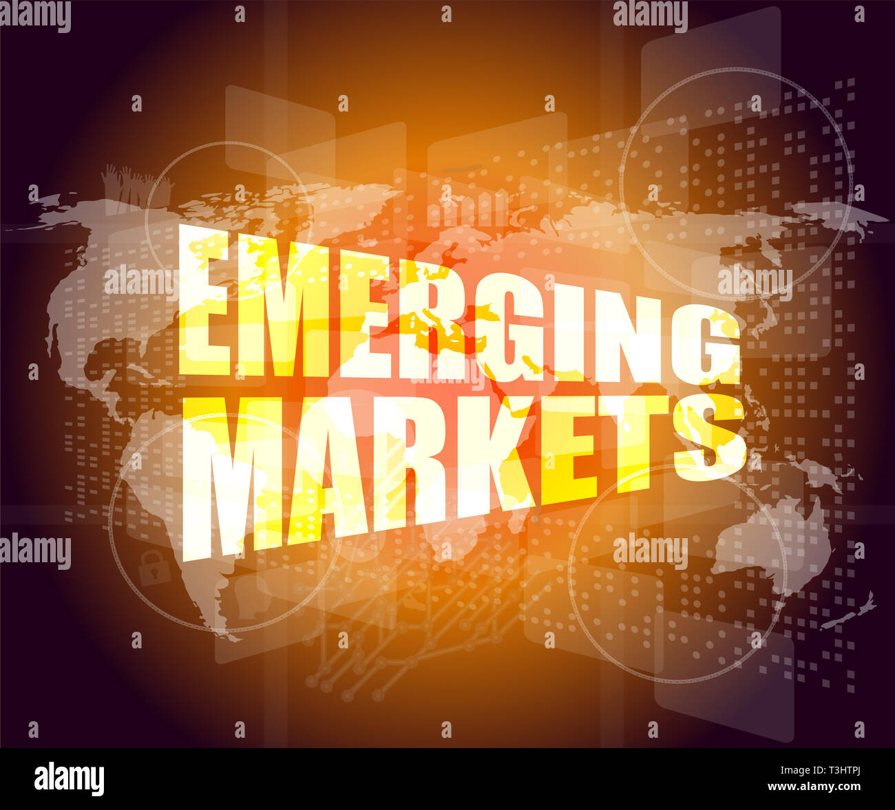 Wort emerging Marketing im digitalen Geschäft Touchscreen Stockfoto