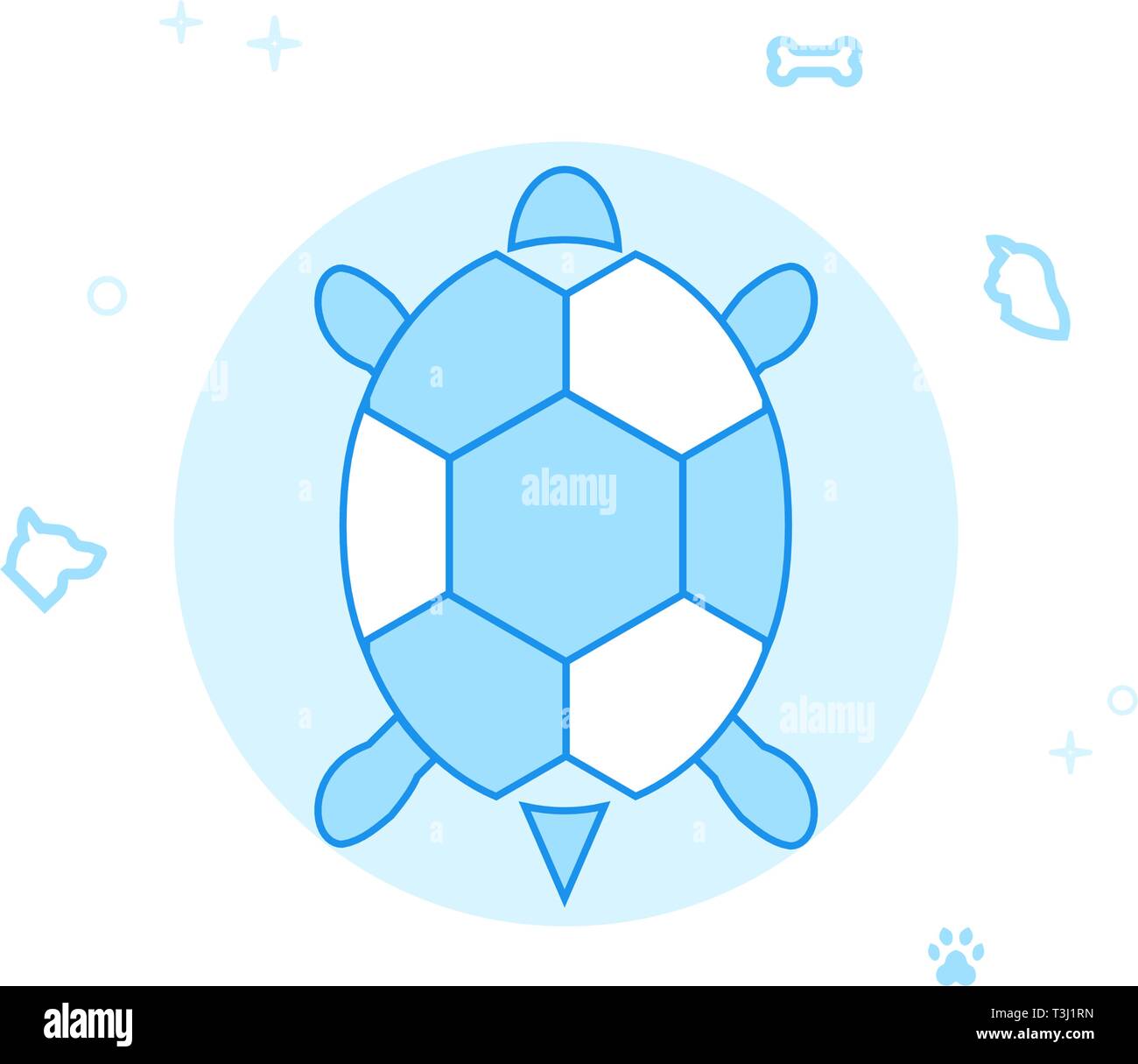 Haustier Schildkröte Top View Flachbild Vektor Icon. Pet- und PET-Abbildung. Licht Flat Style. Blue Monochrome Design. Editierbare Schlaganfall. Einstellung der Strichstärke. Stock Vektor