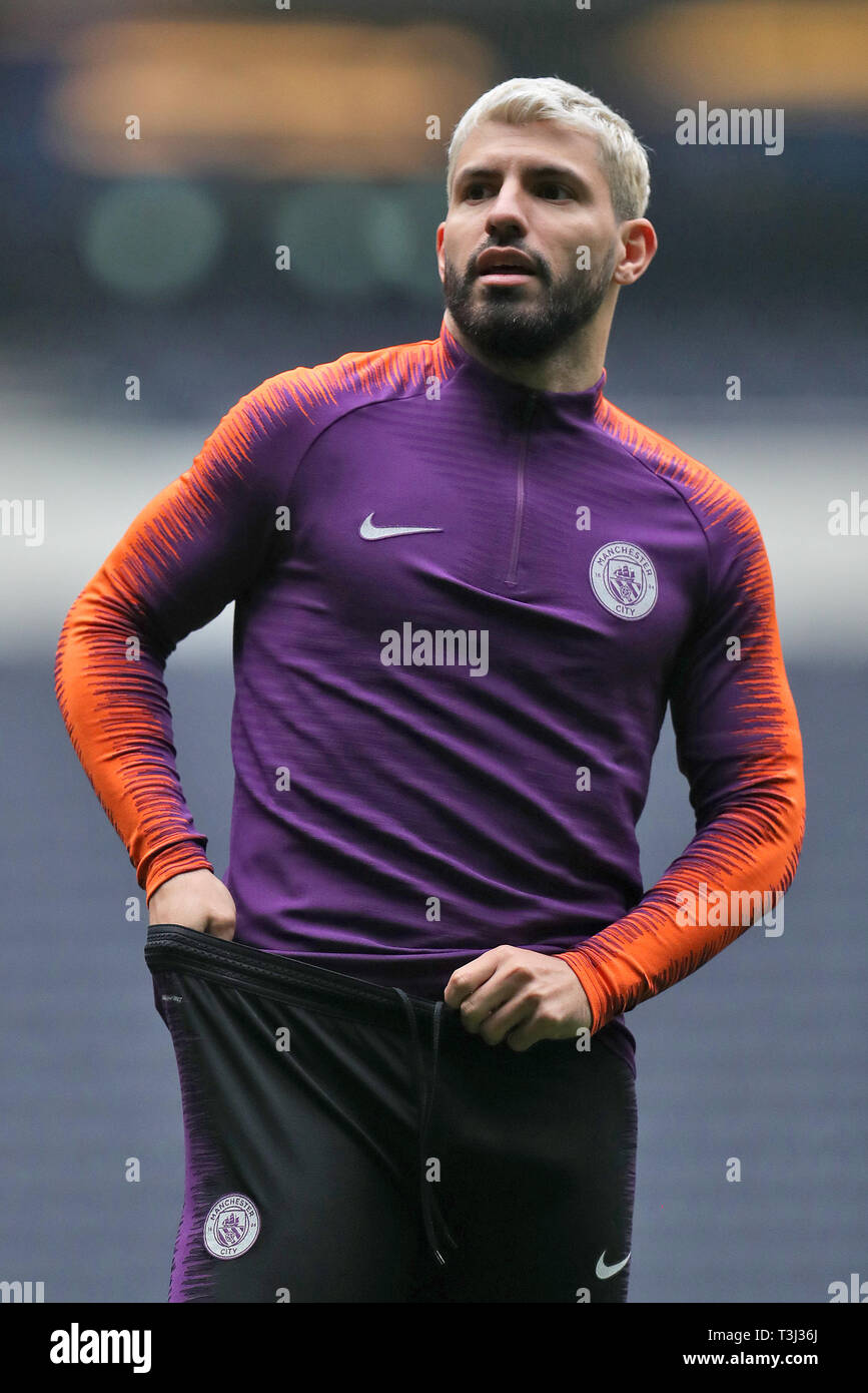 Von Manchester City Sergio Agüero während des Trainings an der Tottenham Hotspur Stadium, London. Stockfoto