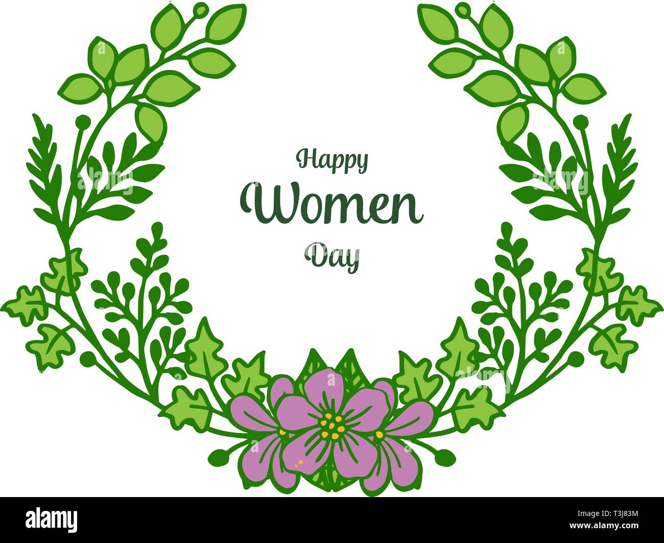 Vector Illustration verschiedene Textur grüne grüne Blume Rahmen mit Karte gerne Frauen Tag Hand gezeichnet Stock Vektor